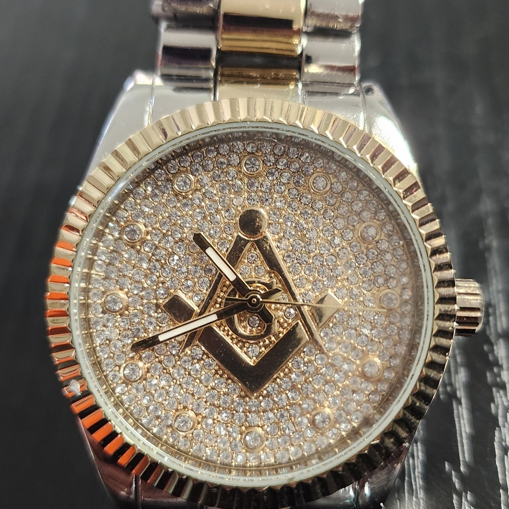 Masonic Mason Gold Tone and Silver Men's Watch